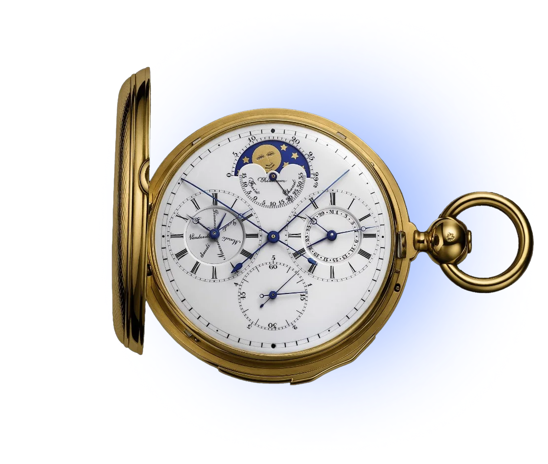 Close up view of Louis Audemars complicated watch, signed Leroy